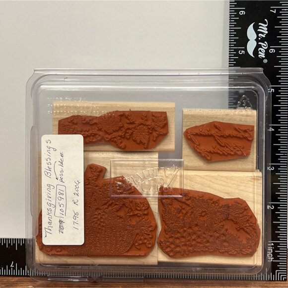 HTF Stampin Up Thanksgiving Blessings Rubber Stamp Set Vintage FALL - Picture 2 of 4